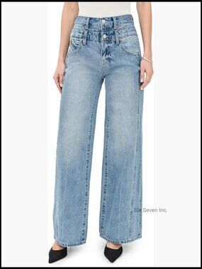 Mid-Weight Non-Stretch Denim Jeans with Stacked Waist Design